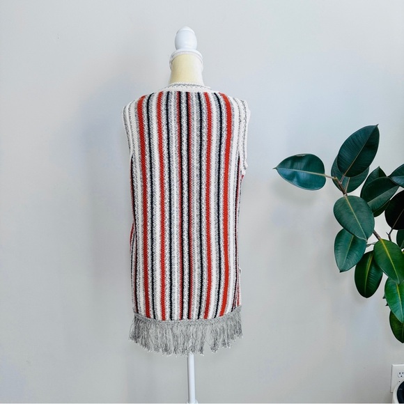 Massimo Dutti Sweater Vest Striped Fringed Tunic - Picture 6 of 8